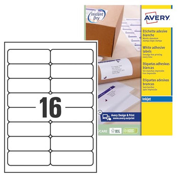 Avery Inkjet Address Label 99X34mm 16 Per A4 Sheet White Pack 400 Labels J8162-2 J8162-25