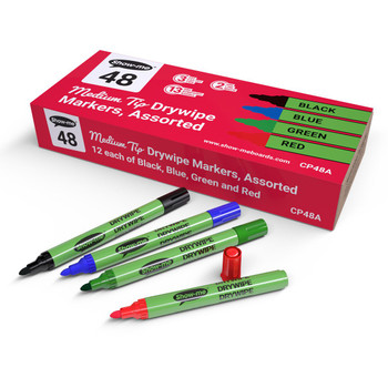Show-Me Drywipe Marker Medium Tip Slim Barrel Assorted Colours Pack 48 - CP48A CP48A Show-Me Drywipe Marker Medium Tip Slim Barrel Assorted Colours Pack 48 - CP48A CP48A