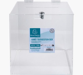 Exacompta Suggestion Box With Lockable Lid 25Cm Transparent Pack 1 -  89158D 89158D