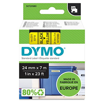 Dymo 53718 24mm x 7m Black on Yellow Tape 53718 Dymo 53718 24mm x 7m Black on Yellow Tape 53718
