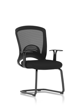 Astro Mesh Back Visitor Chair Cantilever Leg Bespoke Fabric Seat Black - BR00030 BR000307