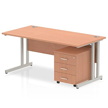 Impulse Cantilever Straight Office Desk W1400 X D800 X H730mm Beech Finish White I003888 Impulse Cantilever Straight Office Desk W1400 X D800 X H730mm Beech Finish White I003888