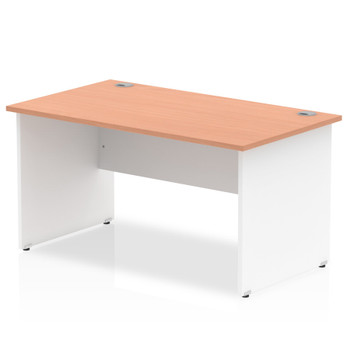Impulse Straight Office Desk W1400 X D800 X H730mm Panel End Leg Beech Finish Wh TT000009
