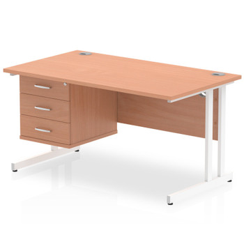 Dynamic Impulse W1400 X D800 X H730mm Straight Office Desk Cantilever Leg With 1 MI001701