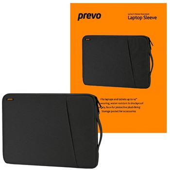 Prevo 14 " Laptop Sleeve Side Pocket Cushioned Lining Black LB007 14 BLACK