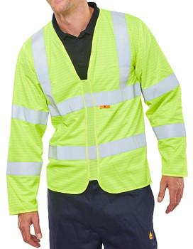 Beeswift Fire Retardant Hi-Vis Jerkin Saturn Yellow Size L CFRPKJSYL