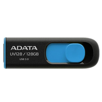 Adata 128Gb Usb 3.0 Memory Pen Retractable Capless Black & Blue AUV128-128G-RBE
