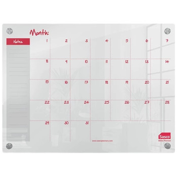 Sasco Semi Opaque Acrylic Mini Whiteboard Monthly Planner Mounted 600x450mm 2410 2410189