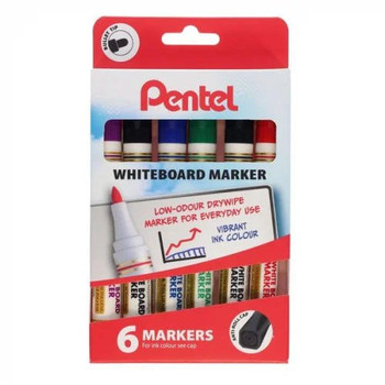 Pentel Everyday Whiteboard Marker 6-Piece Cardboard Wallet Assorted Colours Pack YMW85/6-M Pentel Everyday Whiteboard Marker 6-Piece Cardboard Wallet Assorted Colours Pack YMW85/6-M