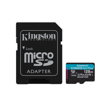 Kingston Technology 128GB microSDXC Canvas Go Plus Gen4 200MB/s A2 U3 V30 Card + SDCG4/128GB