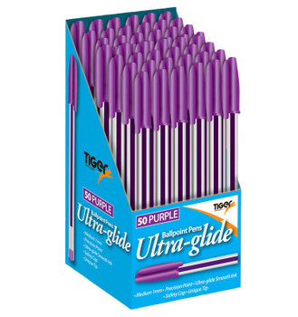 Tiger Ballpoint Pen Purple Pack 50 301949