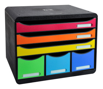 Exacompta Store Box Maxi 6 Drawer Set Open Black/Harlequin 306798D
