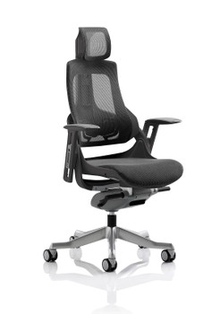 Zure Executive Chair Black Frame Charcoal Mesh Back With Headrest KCUP1281 KCUP1281