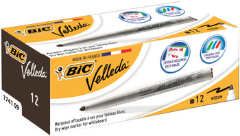 Bic Velleda 1741 Whiteboard Marker Bullet Tip 1.4Mm Line Black Pack 12 9581711