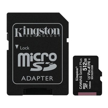 Kingston 512Gb Canvas Select Plus Micro Sd Card With Sd Adapter Uhs-I Class 10 W SDCS2/512GB