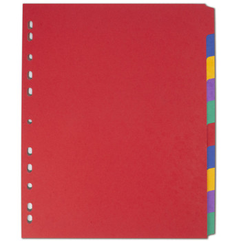 Elba Coloured Pressboard Dividers A4+ Euro Punched 10 Part 400007516 400007516