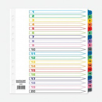 Valuex Index 1-20 A4 Extra Wide Card White With Coloured Mylar Tabs 824254