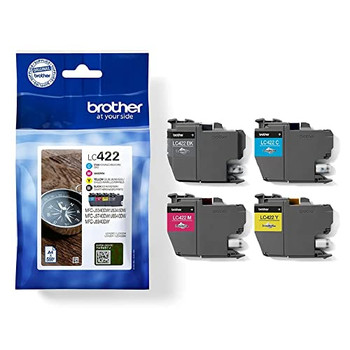 Brother Black Cyan Magenta Yellow Standard Capacity Ink Cartridge Multipack 4 X LC422VAL Brother Black Cyan Magenta Yellow Standard Capacity Ink Cartridge Multipack 4 X LC422VAL