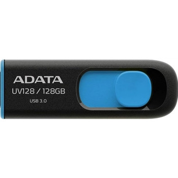 Adata Uv128 128Gb Usb 3.2 Gen 1 Flash Drive Capless Design Black/Blue AUV128-128G-RBE