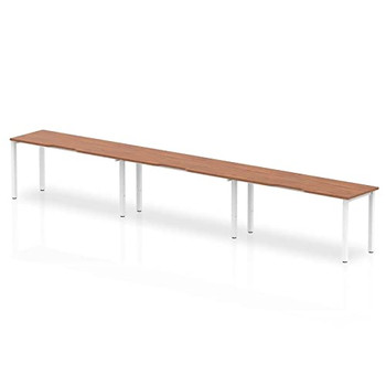Dynamic Evolve Plus 1200Mm Single Row 3 Person Desk Walnut Top Silver Frame BE41 BE417