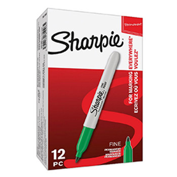 Sharpie S0810960 Fine Green Permanent Pens Box of 12 S0810960