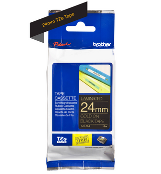 Brother Gold On Black Ptouch Ribbon 24Mm X 8M - TZE354 TZE354