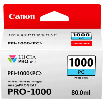 Canon Pfi1000pc Photo Cyan Standard Capacity Ink Cartridge 80Ml - 0550C001 0550C001
