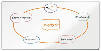 Nobo Premium Plus Non Magnetic Melamine Whiteboard Aluminium Frame 2400X1200mm 1 1915454 Nobo Premium Plus Non Magnetic Melamine Whiteboard Aluminium Frame 2400X1200mm 1 1915454