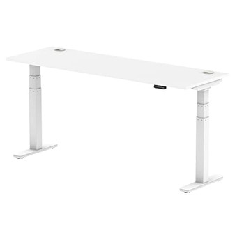 Dynamic Air 1800 X 600Mm Height Adjustable Desk White Top Cable Ports White Leg HA01152 Dynamic Air 1800 X 600Mm Height Adjustable Desk White Top Cable Ports White Leg HA01152