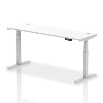 Dynamic Air 1800 X 600Mm Height Adjustable Desk White Top Cable Ports Silver Leg HA01132 Dynamic Air 1800 X 600Mm Height Adjustable Desk White Top Cable Ports Silver Leg HA01132