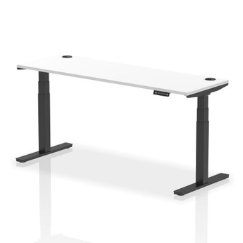 Dynamic Air 1800 X 600Mm Height Adjustable Desk White Top Cable Ports Black Leg HA01236 Dynamic Air 1800 X 600Mm Height Adjustable Desk White Top Cable Ports Black Leg HA01236