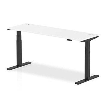 Dynamic Air 1800 X 600Mm Height Adjustable Desk White Top Cable Ports Black Leg HA01236 Dynamic Air 1800 X 600Mm Height Adjustable Desk White Top Cable Ports Black Leg HA01236