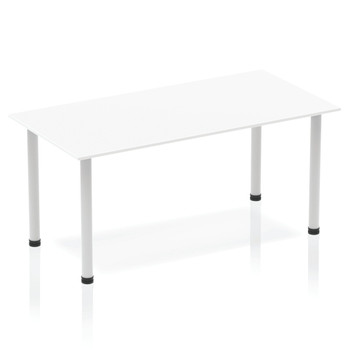 Impulse 1400Mm Straight Table White Top Silver Post Leg BF00173 BF00173