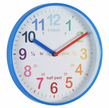 Acctim Wickford Time Teaching Wall Clock With Multi-Coloured Numbers And Blue Ed 22529 Acctim Wickford Time Teaching Wall Clock With Multi-Coloured Numbers And Blue Ed 22529
