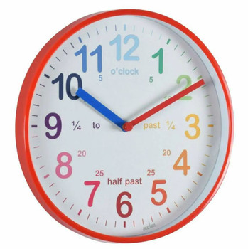 Acctim Wickford Time Teaching Wall Clock With Multi-Coloured Numbers And Red Edg 22524 Acctim Wickford Time Teaching Wall Clock With Multi-Coloured Numbers And Red Edg 22524