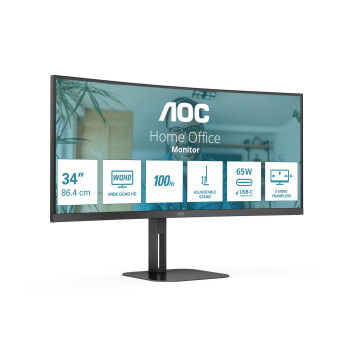 AOC CU34V5C/BK/23 Computer Monitor 34" CU34V5C/BK/23