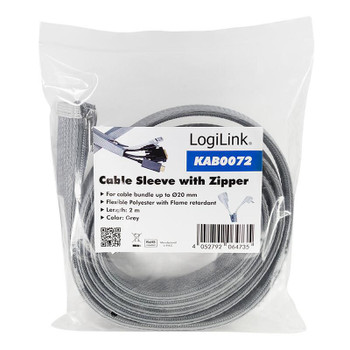 LogiLink KAB0072 Cable Sleeve Grey 3 Cm KAB0072