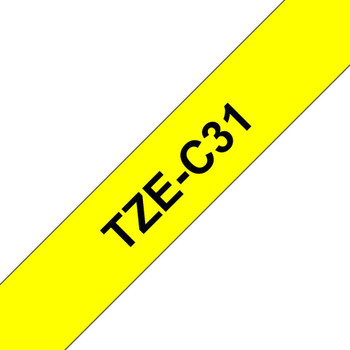 Brother TZEC31 Tape Black on Flu Yellow 12mm TZEC31