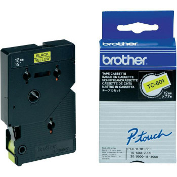 Brother TC-601 Tape Black On Yellow 12mm TC-601