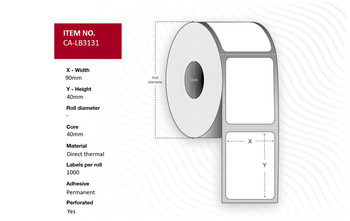 Capture CA-LB3131 Label 90 x 40mm. Core 40. CA-LB3131