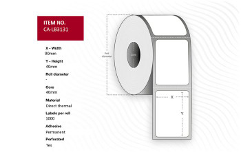 Capture CA-LB3131 Label 90 x 40mm. Core 40. CA-LB3131