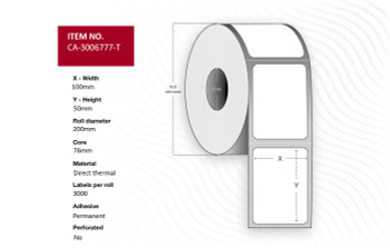 Capture CA-3006777-T Label 100 x 50mm. Core 76mm. CA-3006777-T