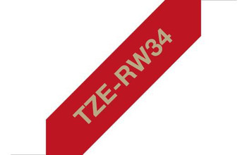 Brother TZE-RW34 Label-Making Tape Gold On Red TZE-RW34