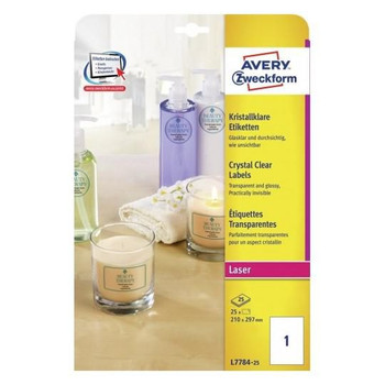Avery L7784-25 Printer Label Transparent L7784-25