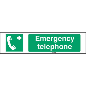 Brady STEN E004-297X74-PP-CRD/1 ISO Safety Sign - Emergency STEN E004-297X74-PP-CRD/1