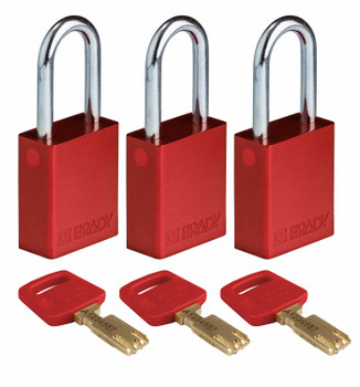 Brady ALU-RED-38ST-KA3PK SafeKey Padlocks - Aluminium ALU-RED-38ST-KA3PK