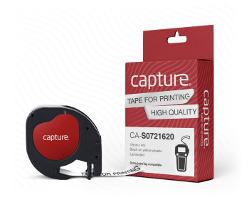 Capture CA-S0721620 12mm x 4m Black on Yellow CA-S0721620