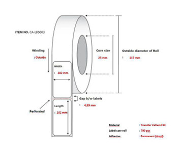 Capture CA-LB5003 Label 102x102. Core 25. CA-LB5003