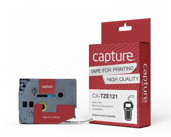 Capture CA-TZE121 9mm x 8m Black on Transparent CA-TZE121