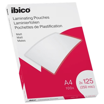 Ibico Matt A4 Laminating Pouches 250 Micron 627323 627323